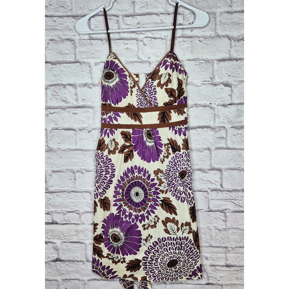 Vtg Ruby Rox Y2K Floral Sun Dress Purple Brown Boho Whimsigoth Indie Sleaze Sz 5